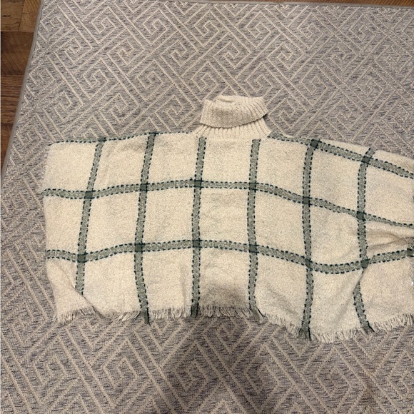 World Market Plaid Cowl Neck Poncho Sweater | One Size - Picture 3 of 5